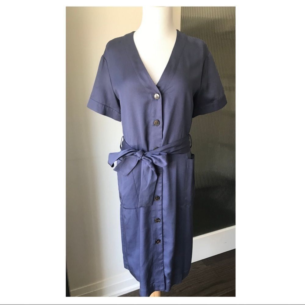 Simon’s Contemporaine button front belted dress
